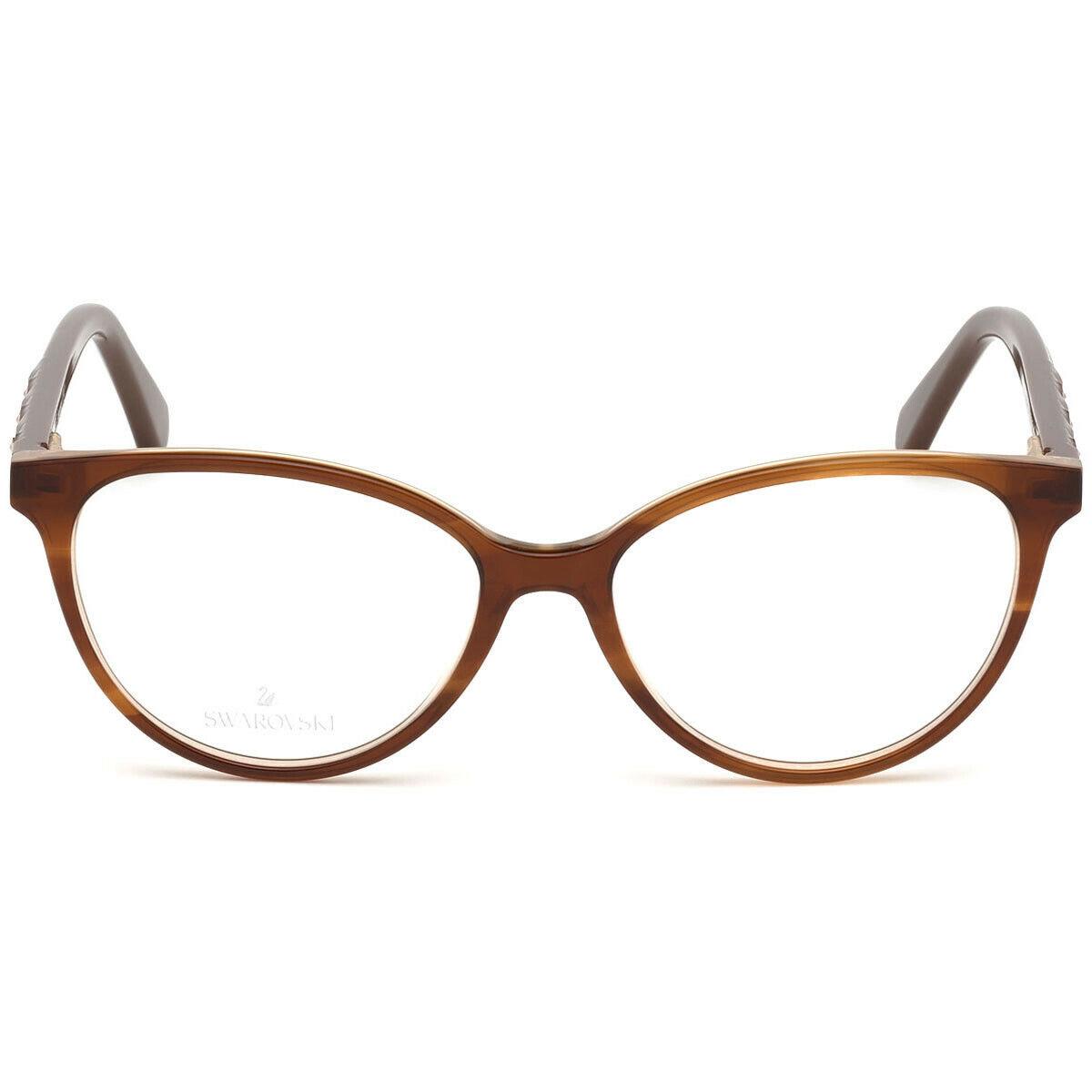 Swarovski SK5302-F 047 Brown Cat Eye Plastic Eyeglasses Frame 53-15-140 SW5302-F