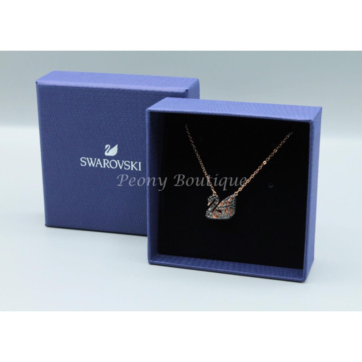 Swarovski 5281275 Swan Necklace Jewelry Fashion Rose Gold Black Clear Crystals