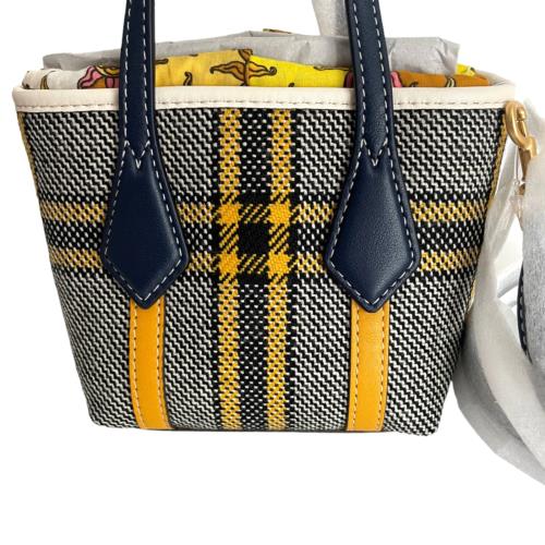 Tory Burch Perry Plaid Micro Tote Bag Crossbody Canvas Navy Mustard Mini - Tory  Burch bag - 045735665728 | Fash Brands