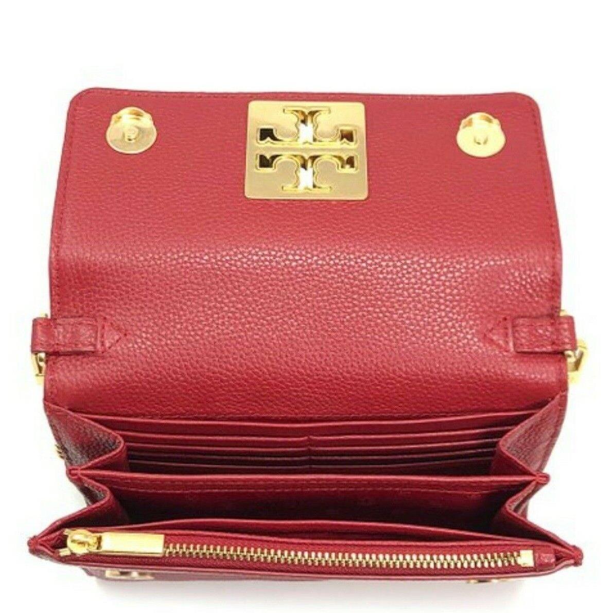 Tory Burch Cross Body Bag Pebbled Leather Britten Chain Wallet Red 8 x6 x3  - Tory Burch bag - 087365583676 | Fash Brands