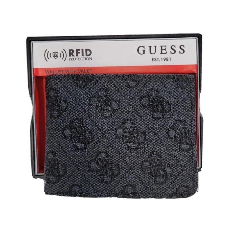 Guess Men`s Leather Credit Card ID Wallet Passcase Billfold Black/Logo
