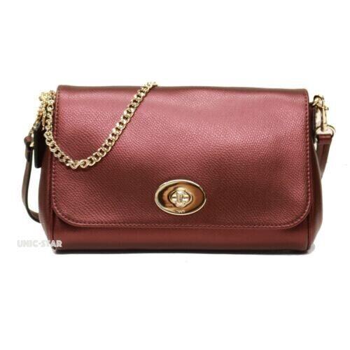 Coach F34604 Crossgrain Mini Ruby Leather Crossbody Purse Metallic Cherry