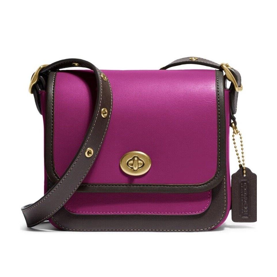 Coach Crossbody Bag Shoulder Purse Messenger Handbag Rambler Purple Color Block