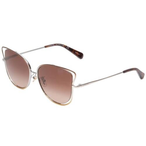 Coach Ladies Cateye Metal Navigator Wrap Designer Sunglasses in Brown Metal 55mm