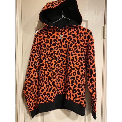 Adidas x Rich Mnisi Animal Print Hoodie Black Orange Womens 2XS