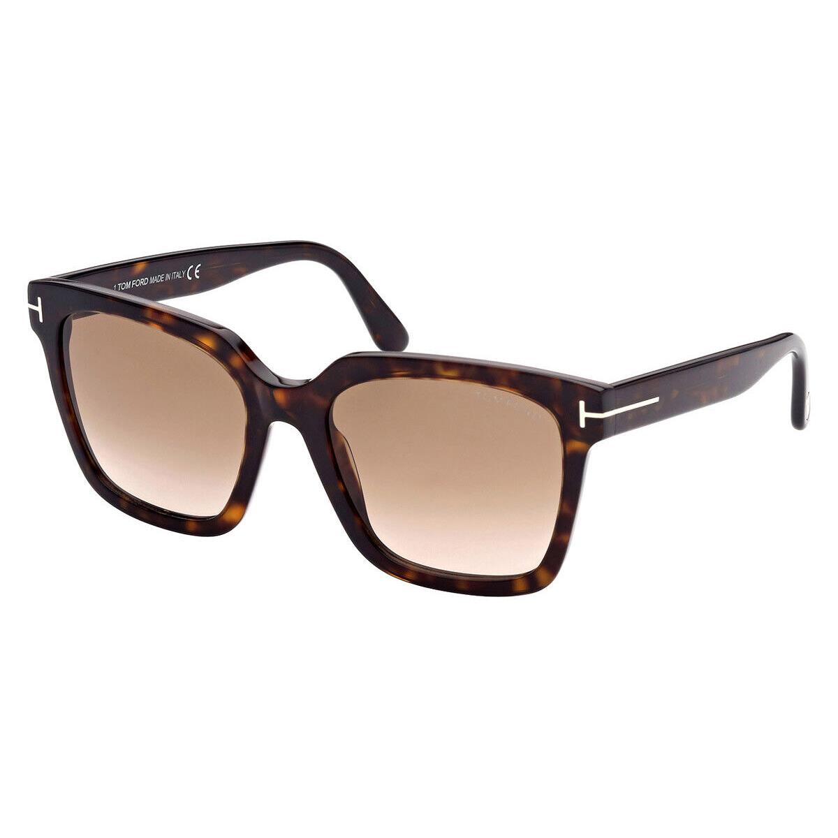 Tom Ford FT0952 Selby Sunglasses Shiny Classic Dark Havana Gradient Brown 55mm - Frame: Shiny Classic Dark Havana / Gradient Brown, Lens: Gradient Brown