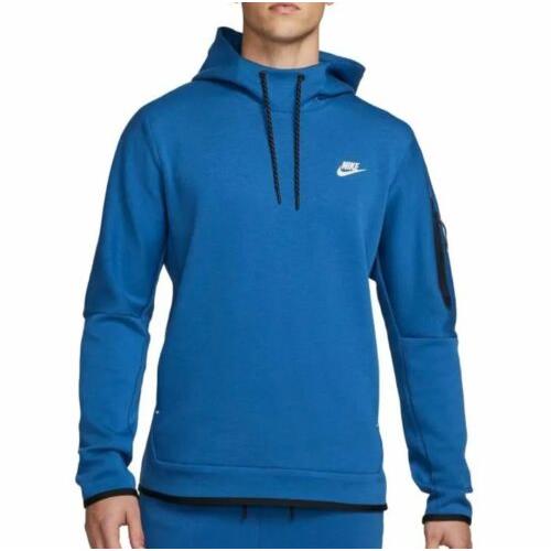 Nike Tech Fleece Pullover Hoodie Marina Blue Black White DD5174-407