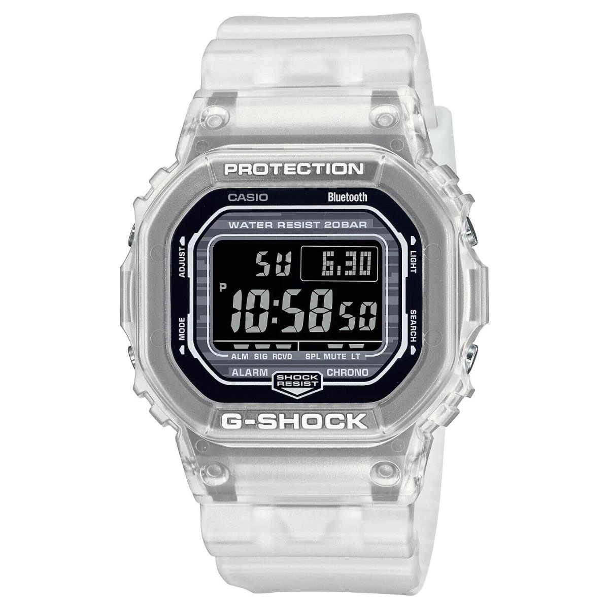 Casio G-shock Bluetooth Digital Transparent Resin Strap Watch DWB5600G-7