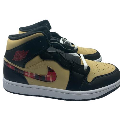 Nike Air Jordan 1 Mid SE Shoes Tartan DZ5329-001 Black-brown Men`s Sz 9.5-12
