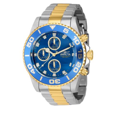 Invicta Men`s Chronograph Pro Diver Blue Dial Two Tone Bracelet Watch 43408