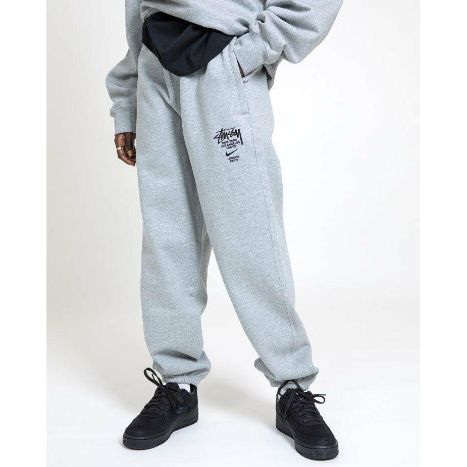 Nike X Stussy Men`s Nrg International Grey Fleece Sweatpants DC4227-050 Size Xxl