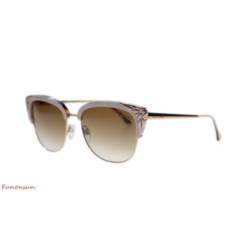 Roberto Cavalli Wezn Women`s Sunglasses RC1014 25F Gold Horn/brown Gradient Lens
