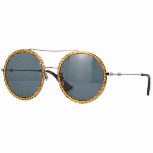 Gucci GG0061S-004 Round Blue Polarized Lens Women Sunglasses