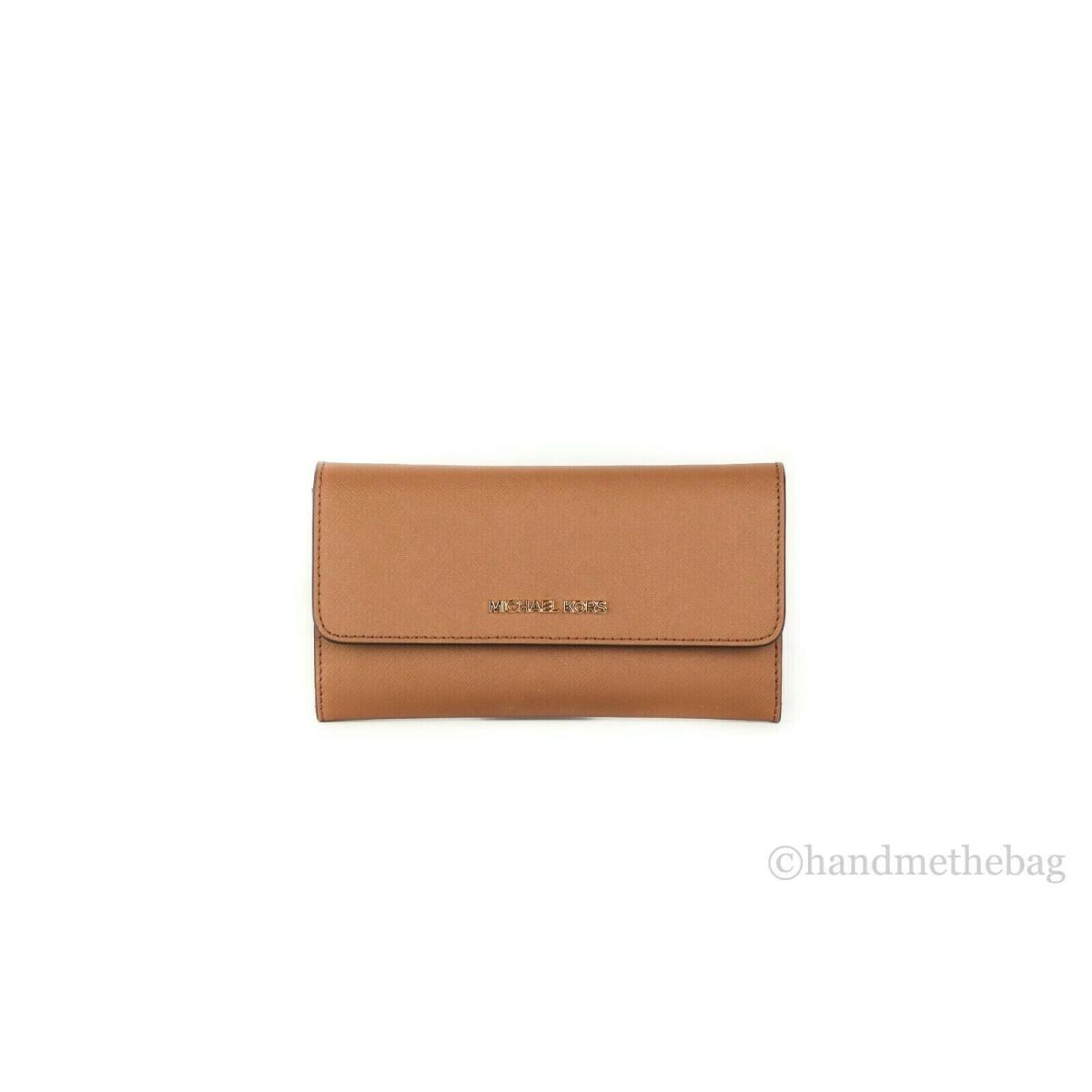 Michael Kors Jet Set Travel Leather Large Trifold Wallet Clutch Luggage