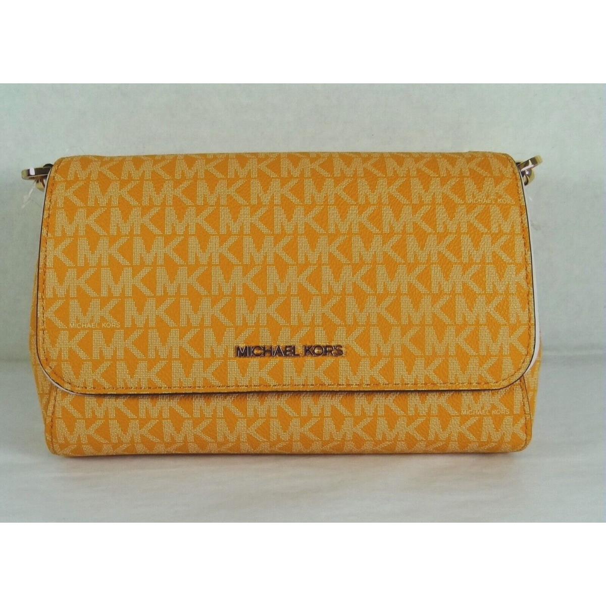 Michael Kors Jet Set Medium MK Logo Pvc Convertible Crossbody Pouchette Bag Honeycomb multi