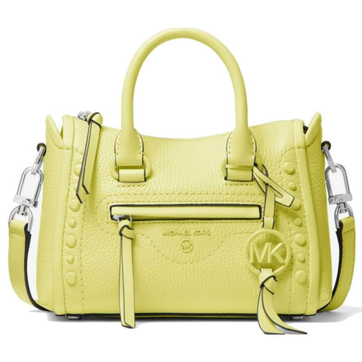 Michael Kors Carine Limelight Yellow Leather Xsmall Crossbody Satchel Bag