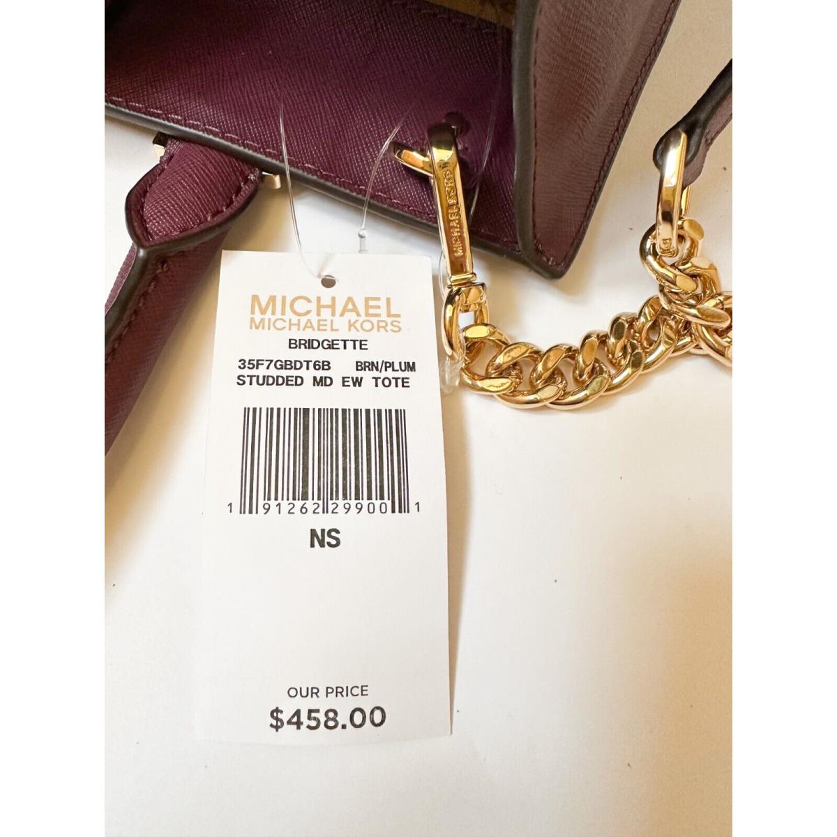 Michael Kors Bridgette Medium Tote Satchel Shoulder Chain Bag MK Brown Plum  | 011144104646 - Michael Kors bag Bridgette - Plum Handle/Strap, Gold  Hardware, Brown/Plum Exterior | Fash Direct