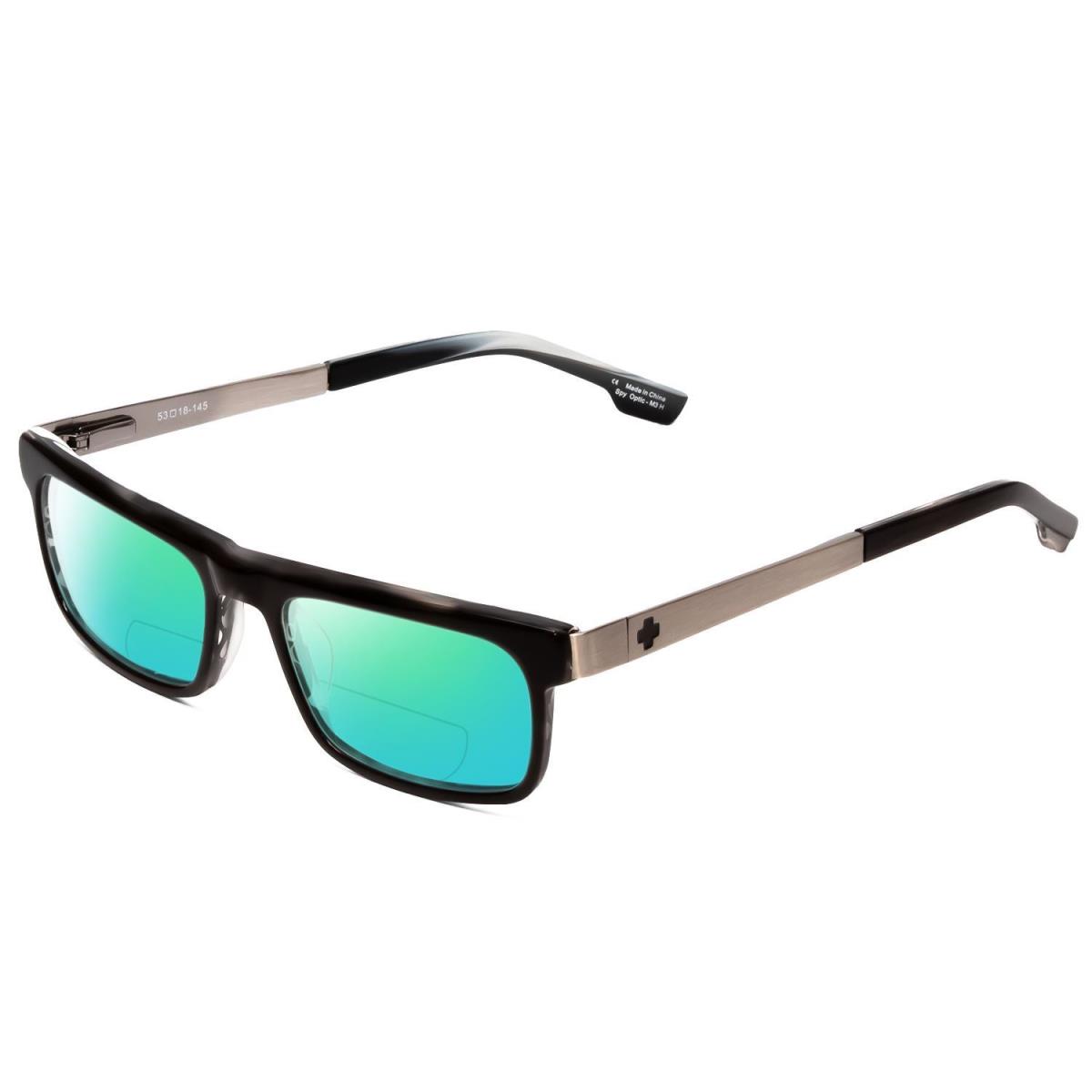 Spy Optic Clive Polarized Bifocal Sunglasses Black Horn Gun Metal 53mm 41 Option Green Mirror