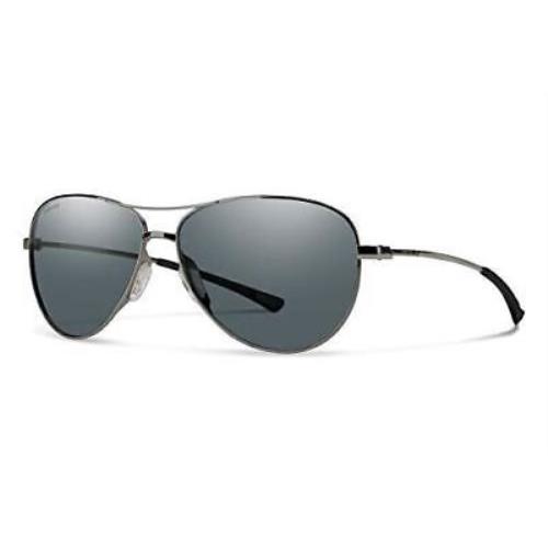 Smith Optics Langley Aviator Sunglasses in Dark Ruthenium Silver/polarized Gray