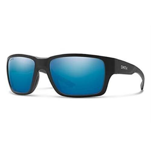 Smith Optics Outback Square Sunglasses in Black/chromapop Polarized Blue Mirror
