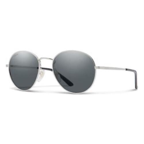 Smith Optic Prep Designer Unisex Round Sunglasses in Silver Black/polarized Gray