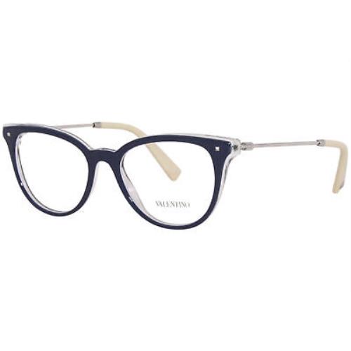 Valentino VA3005 5028 Eyeglasses Frame Women`s Top Blue on Crystal Full Rim 51mm - Frame: Blue