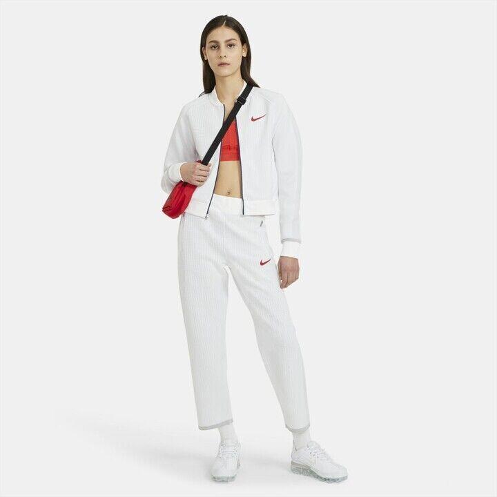 Nike Women Sportswear 7/8 Cropped Pants CZ3617-100 White Red Size Small