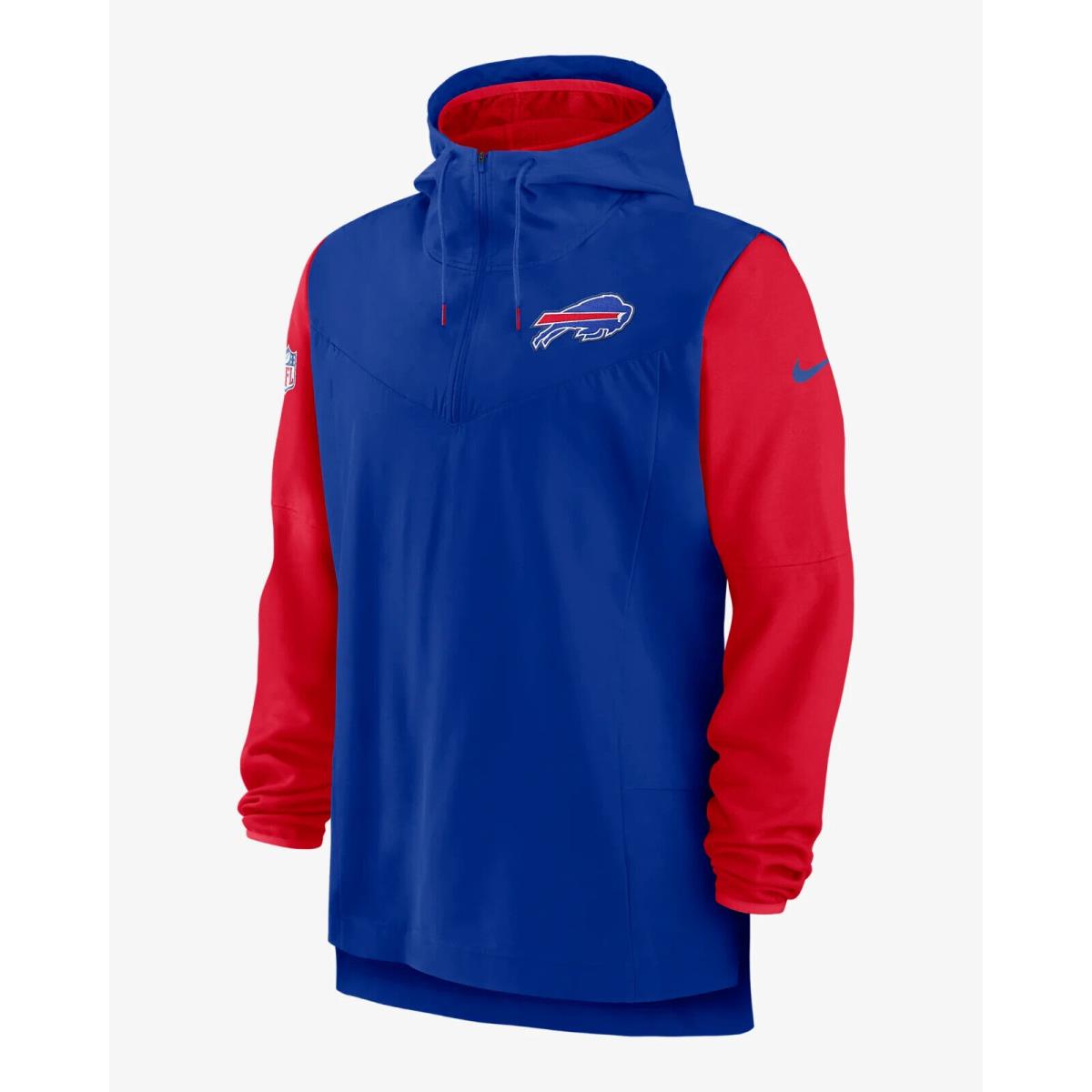 Men`s Nike Logo Player Nfl Buffalo Bills Half Zip Hoodie L Blue Red Pullover