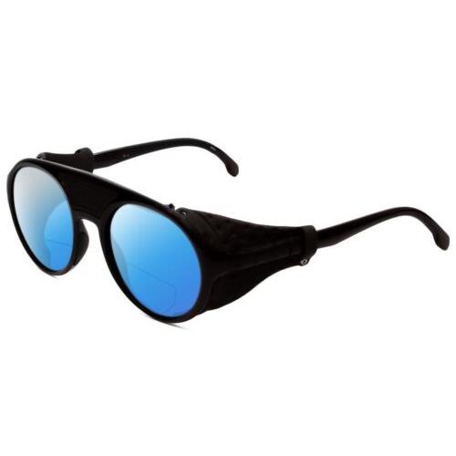 Carrera Hyperfit Unisex Polarized Bi-focal Sunglasses in Black Gray Leather 54mm Blue Mirror