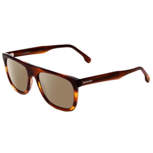 Carrera Browline Unisex Classic Polarized Sunglasses Red Horn Marble Brown 56 mm Amber Brown Polar