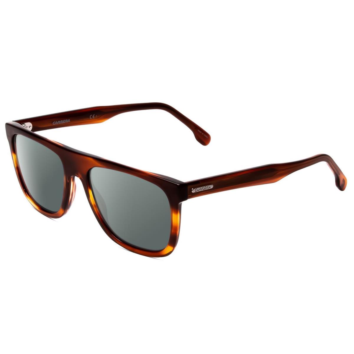 Carrera Browline Unisex Classic Polarized Sunglasses Red Horn Marble Brown 56 mm Smoke Grey Polar