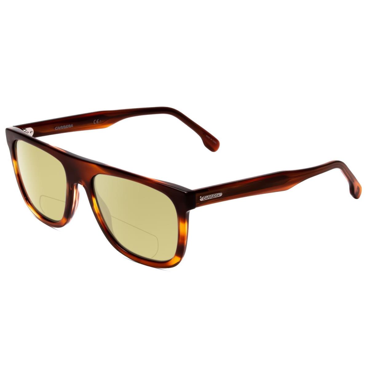 Carrera Browline Unisex Polarized Bi-focal Sunglasses Red Horn Marble Brown 56mm Yellow