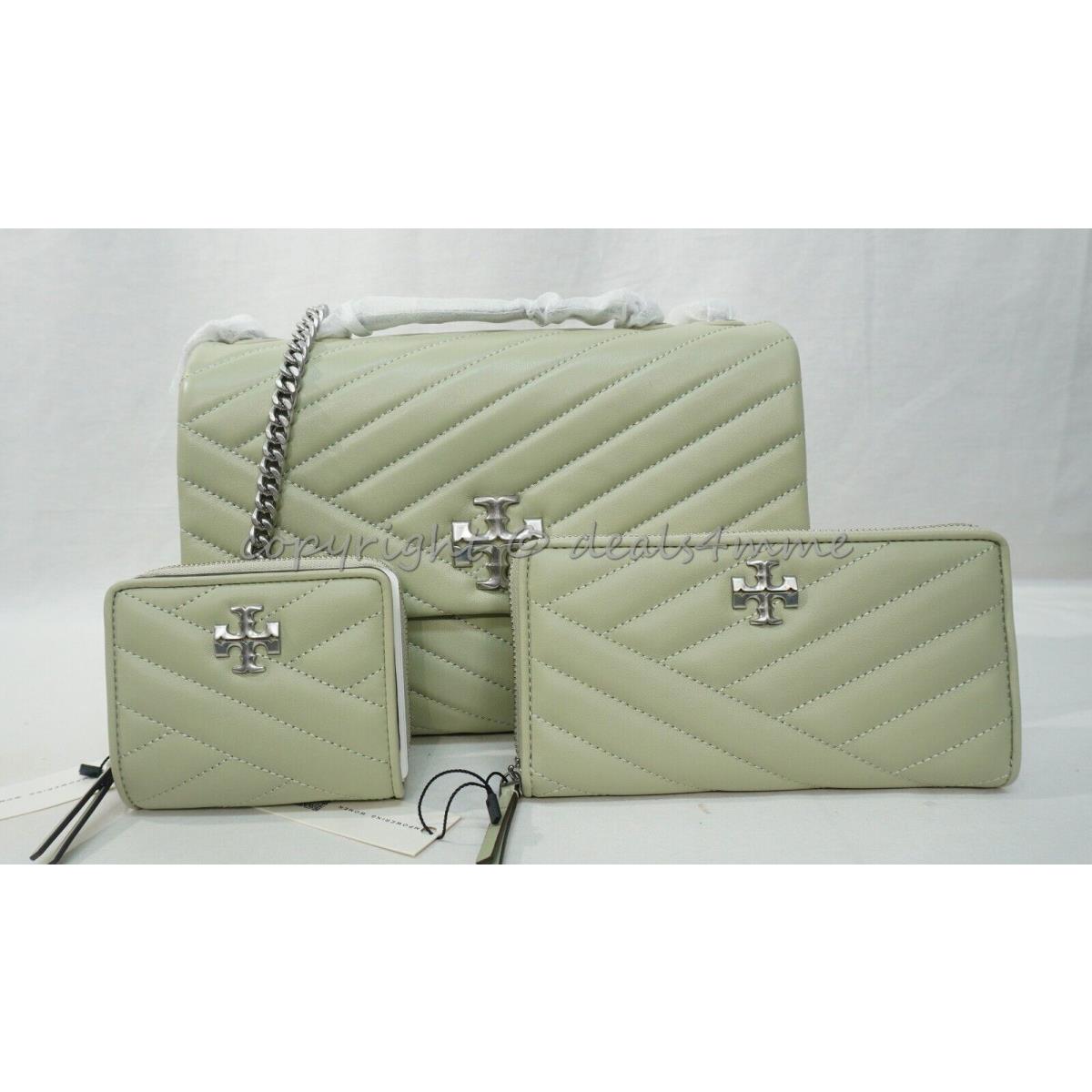 Tory Burch Kira Chevron Shoulder Bag or Continental/bi-fold Wallet in Pine Frost