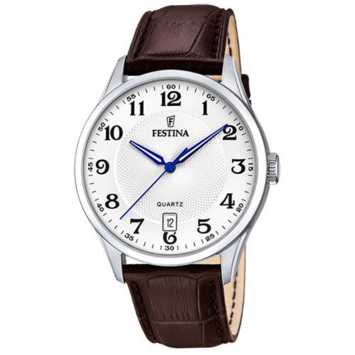 Festina Classics Silver Steel Case with Brown Leather Strap Mens Watch. F20426-1