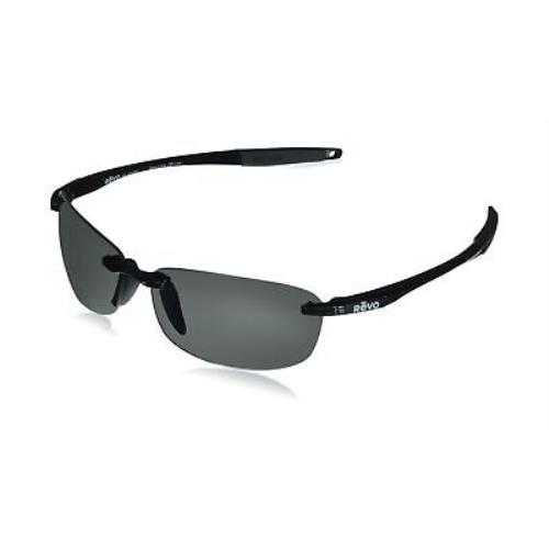 Revo Sunglasses Descend E: Polarized Lens with Small Rimless Rectangle Frame - Black Frame With Graphite Lens , Black Frame, Gray Lens