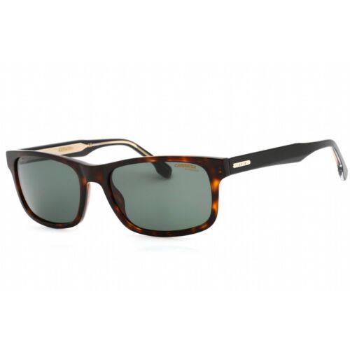 Carrera Men`s Sunglasses Havana Full Rim Rectangular Frame Green Lens 299/S 0086