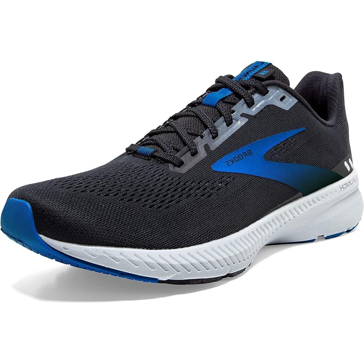 Brooks Launch 8 Neutral Mens Running Shoes Athletic Black Blue Sneakers US 10M - Black/Grey/Blue