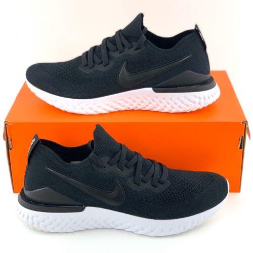 Nike Epic React Flyknit 2 Black Gunsmoke Running Shoes Sneakers White BQ8928 002