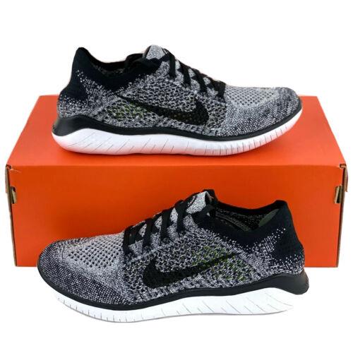 Nike Free RN Flyknit 2018 Oreo Women`s Running Shoes Black White 942839 101