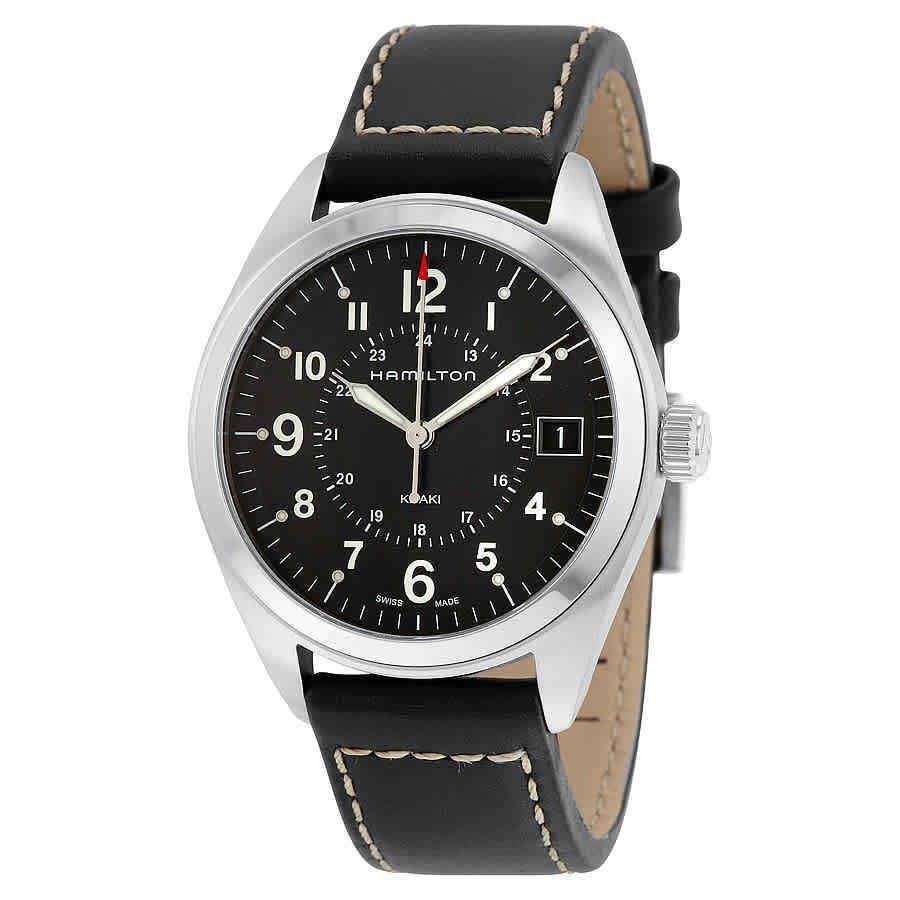 Hamilton Khaki Field Black Dial Black Leather Watch H68551733