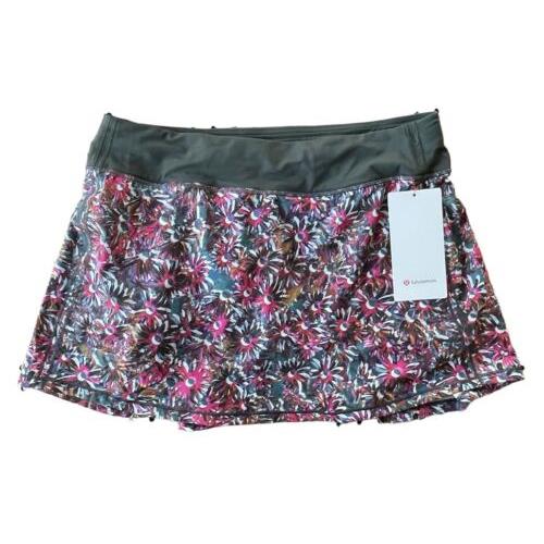 Lululemon Pace Rival Skirt Lined Long LW8ACQT Floral Size 10 Women