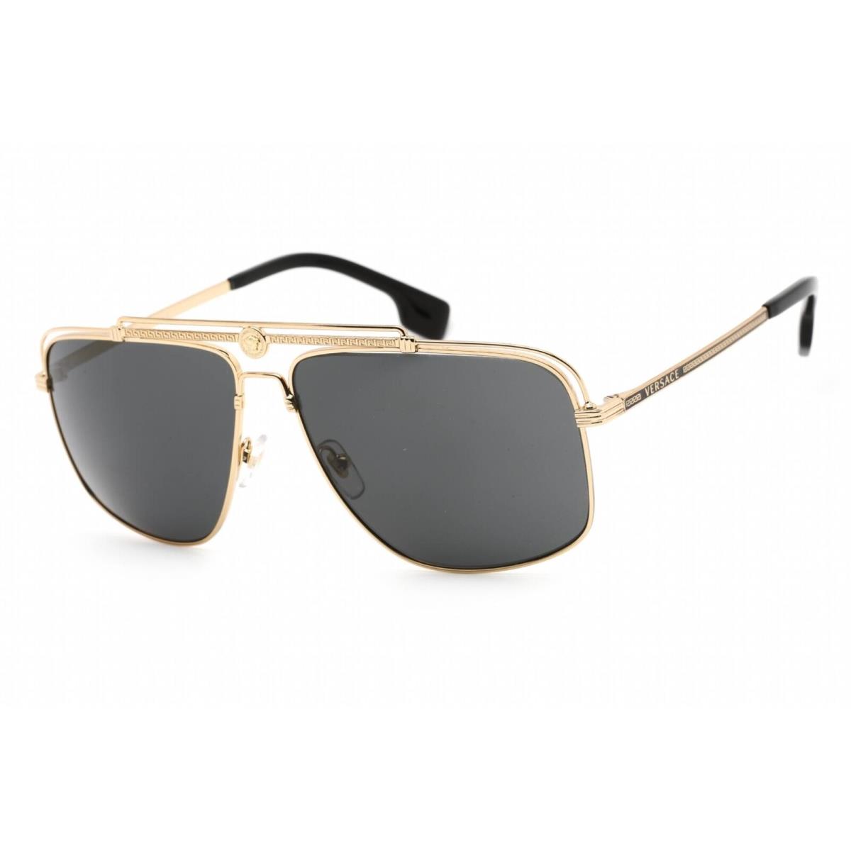 Versace Unisex Sunglasses Gold Metal Frame Dark Grey Lens VE2242 100287