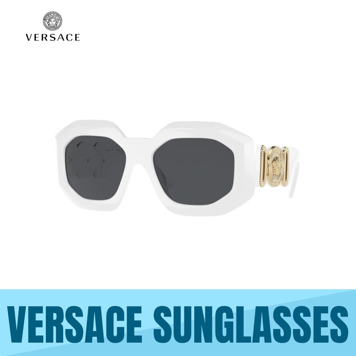 Versace VE4424U 314/87 White -dark Grey Women`s Sunglasses 56MM - Frame: White, Lens: DARK GREY