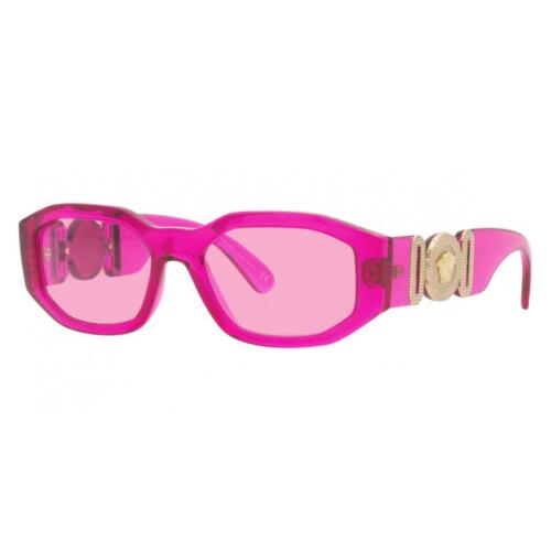 Versace Men`s VE4361-5334-5 Fashion 53mm Transparent Fuchsia Sunglasses