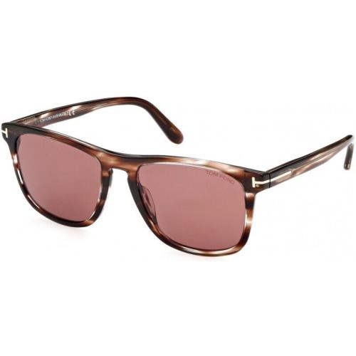 Tom Ford Gerard-02 FT TF930 56S Striped Brown Havana Sunglasses - Frame: Shiny Striped Brown Havana, Lens: Warm Brown