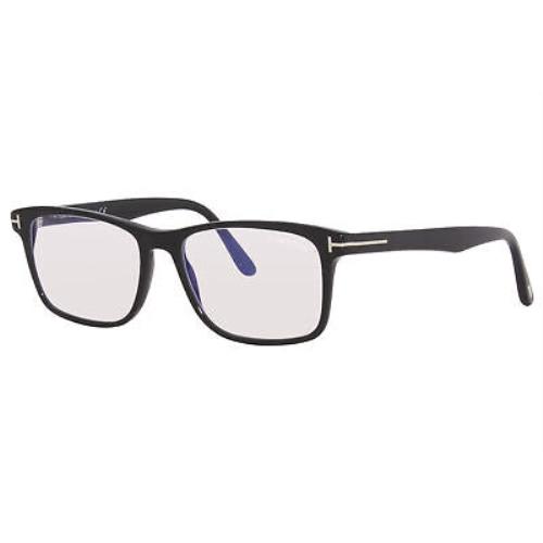 Tom Ford TF5752-B 001 Eyeglasses Men`s Shiny Black/blue Block Square Shape 53mm