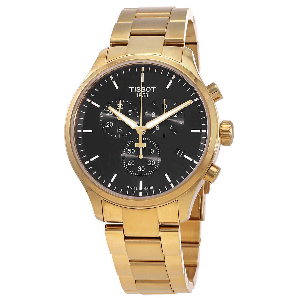 Tissot T-sport Chronograph Quartz Black Dial Men`s Watch T116.617.33.051.00 - Dial: Black, Band: Gold, Bezel: Gold