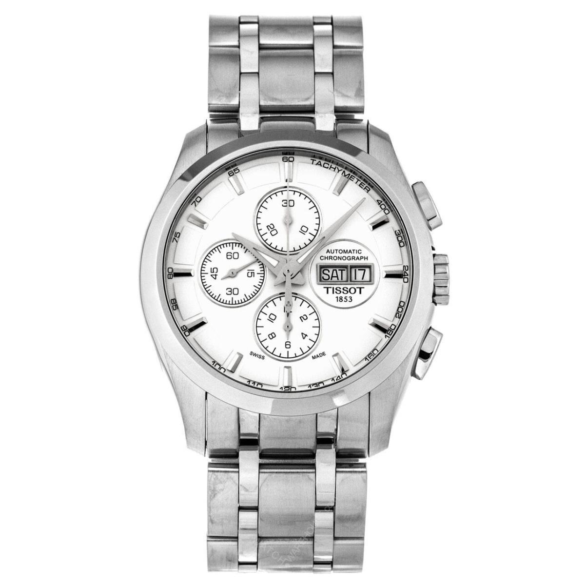 Tissot Couturier Chronograph Silver Dial SS Auto Men Watch T0356141103100 - Silver Dial, Silver Band, Silver Bezel