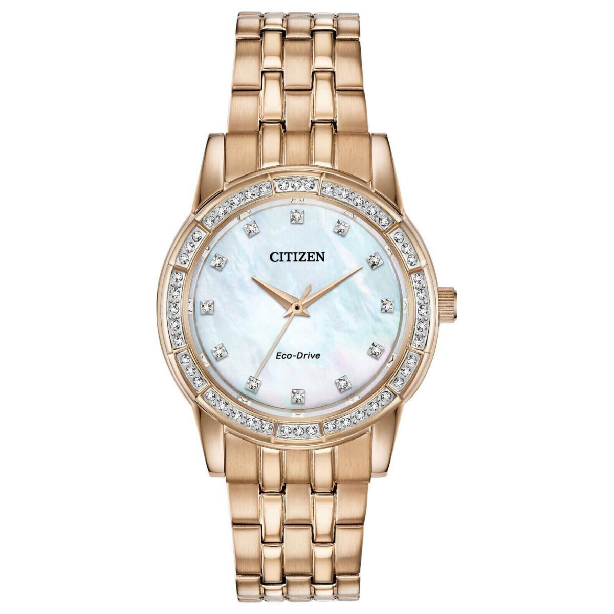 Citizen EM0773-54D Silhouette Crystal Mother-of-pearl Dial Eco-drive Watch - Dial: , Band: Rose Gold, Bezel: Rose Gold