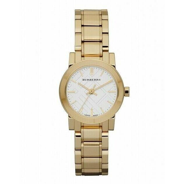 Burberry The City BU9203 Gold Tone Stainless Steel 26 mm Women`s Watch - Dial: Silver, White, Band: Gold, Bezel: Gold